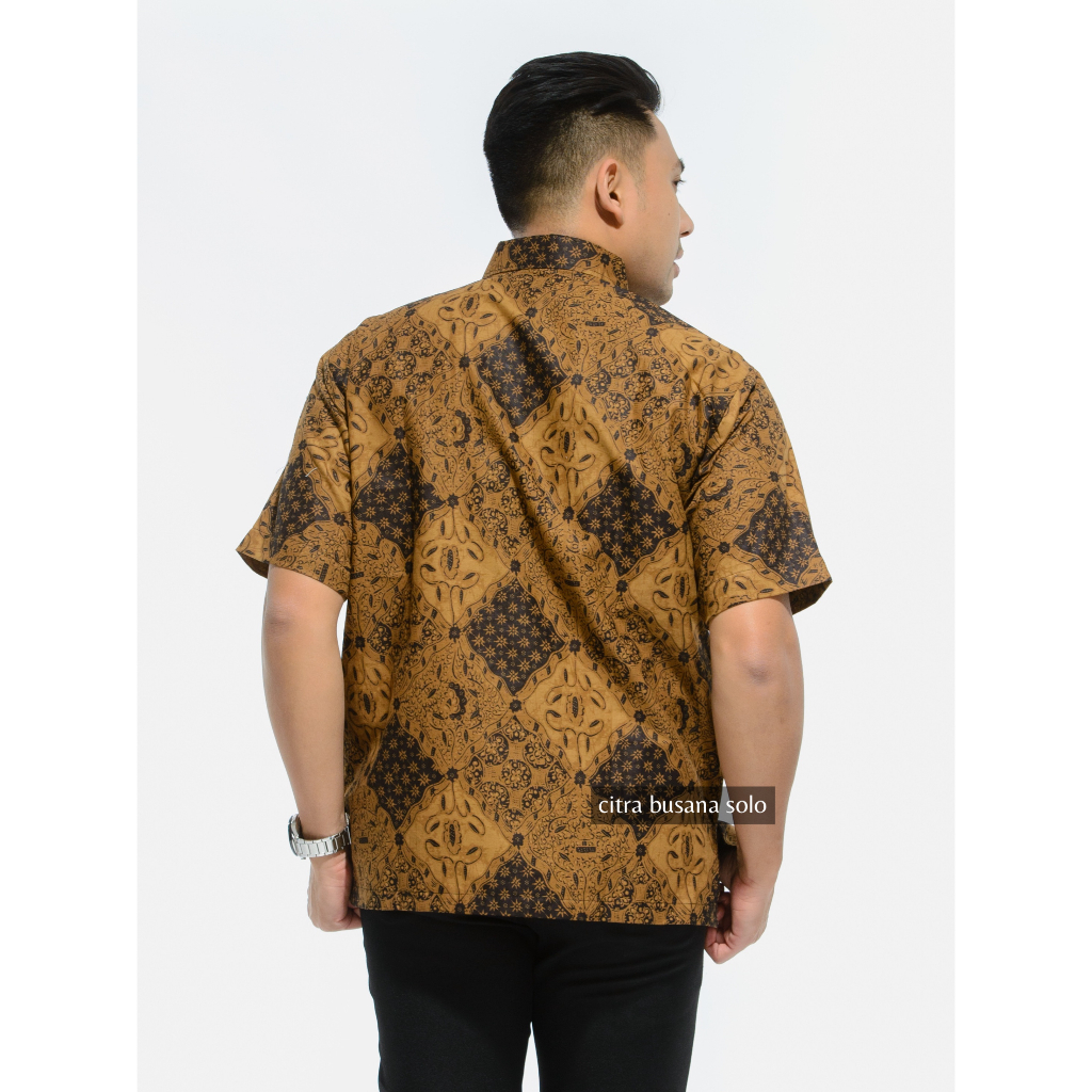 SIDOJAYA PENDEK Kemeja Batik Pria Full Furing Bahan Katun Primisima