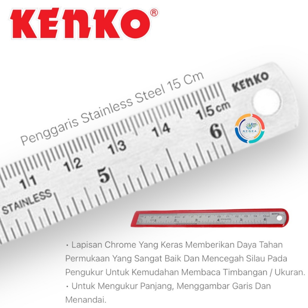 

KENKO STAINLESS STEEL RULER / PENGGARIS 15 CM