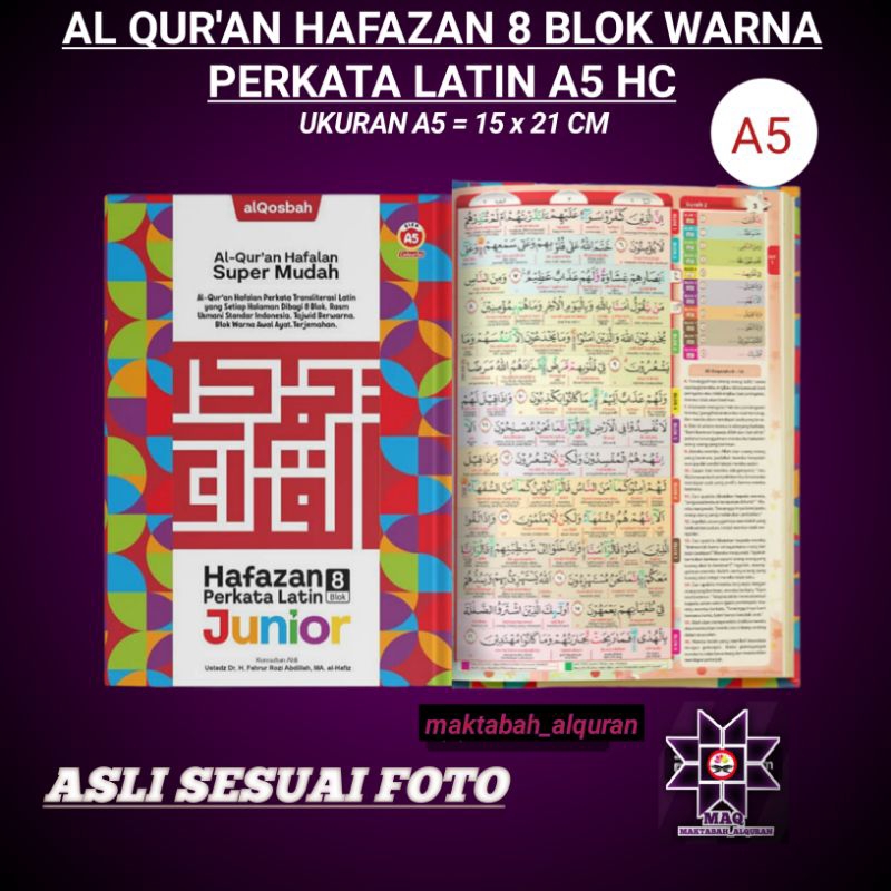 AL QUR'AN HAFAZAN 8 BLOK WARNA PERKATA LATIN A5 HC