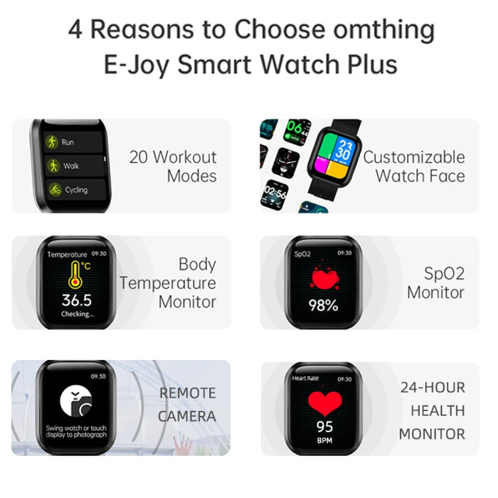 Xiaomi 1More Smartwatch Omthing E-joy Plus - IP68 SpO2 - Garansi 1 Tahun