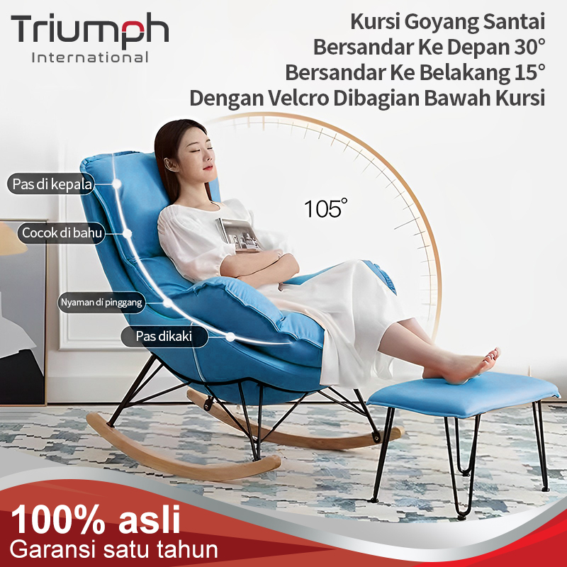 NEW STYLE Kursi Ayun Kain Teknis Kilap Lounge/Kursi Ayunan Lengkung Kayu Solid/Kursi Santai Rumah