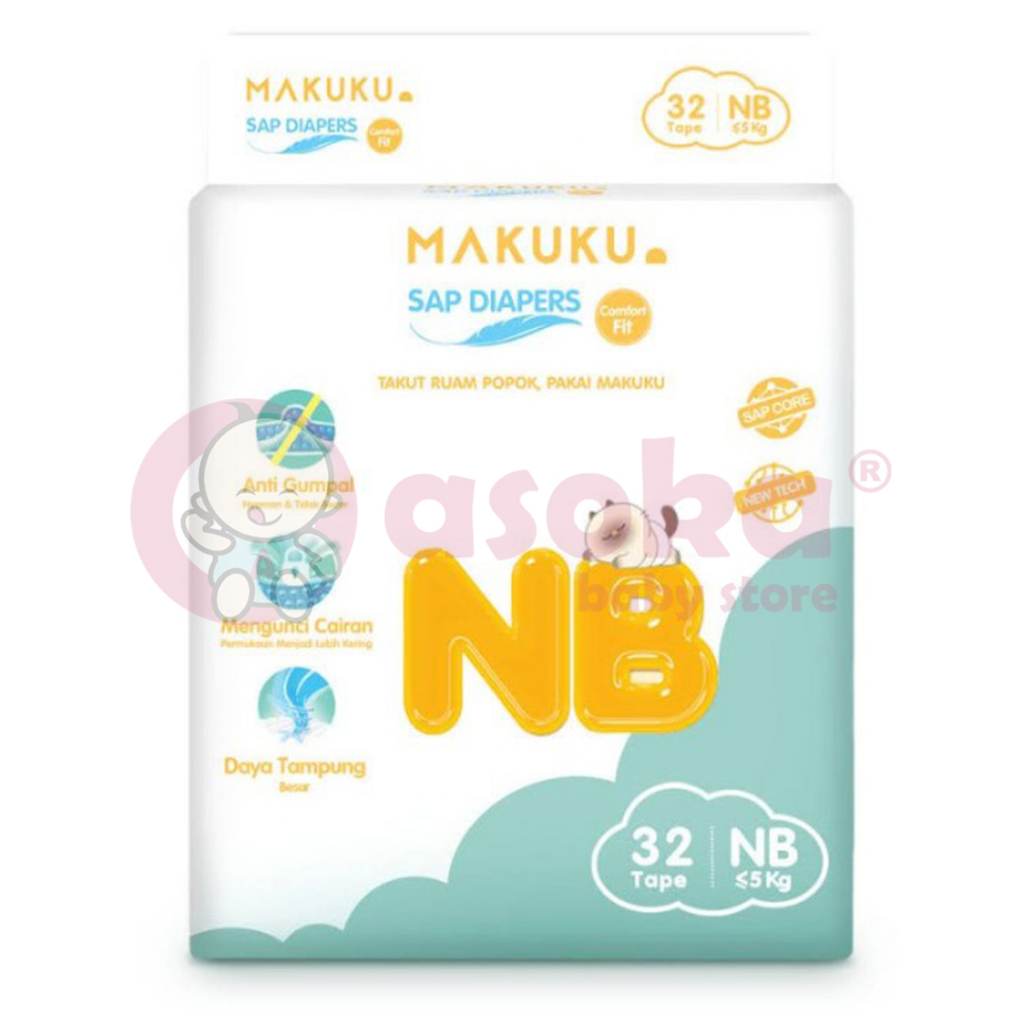 MAKUKU SAP Diapers Comfort Fit Pants/Tape NB/M/L/XL/XXL -  Popok Bayi ASOKA