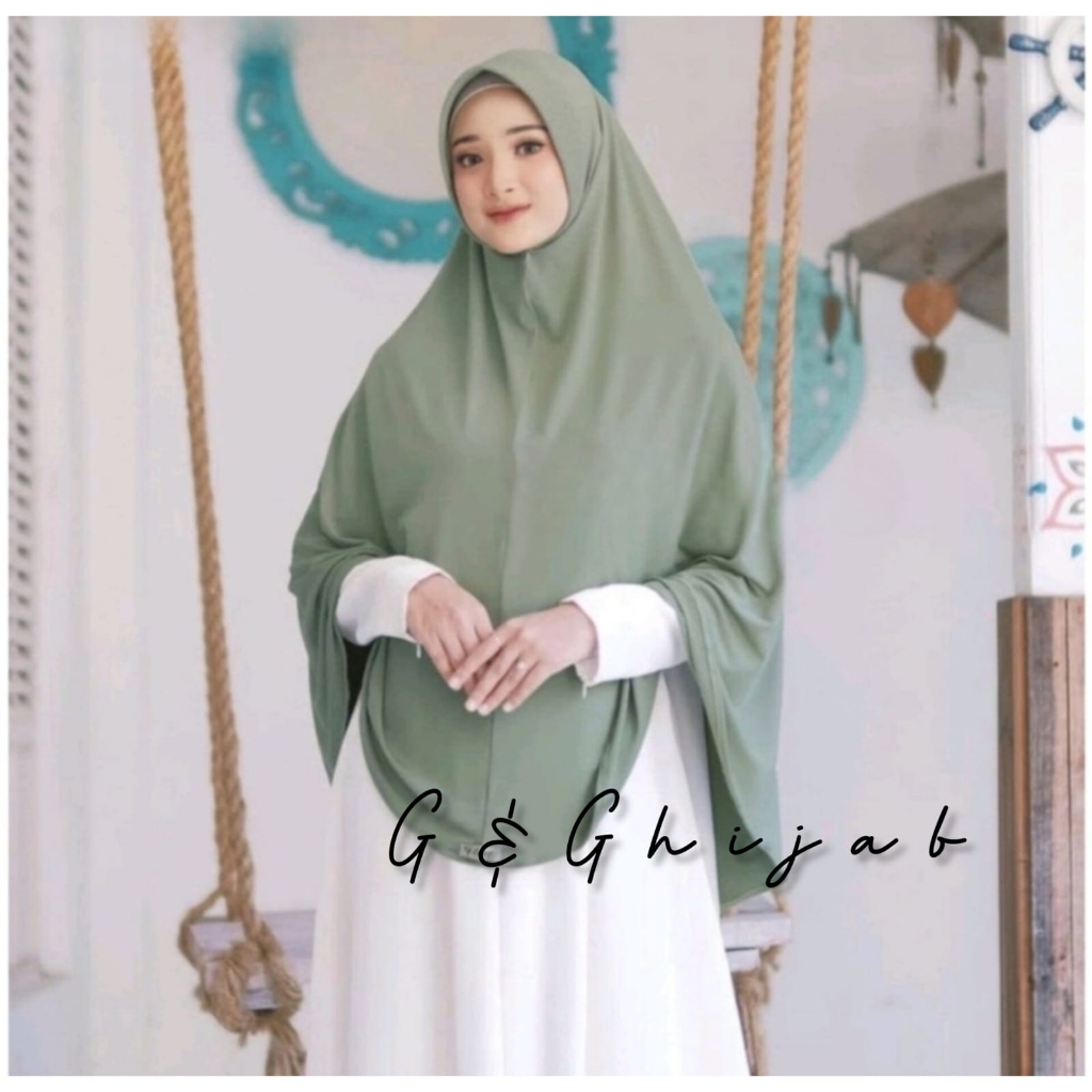 Hijab Khimar Bergo Hamidah Jumbo XL Spandek Jersy | Jilbab Bergo Simple Pad XL