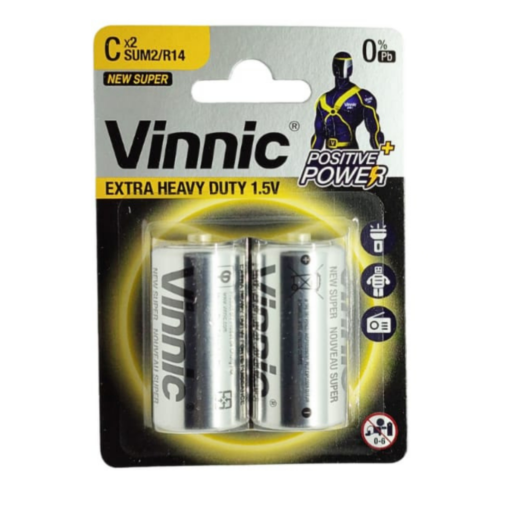 Baterai C Vinnic Original Battery Vinnic Size C Batrai besar vinnic ukuran tangung baterai type C 1,5 Volt