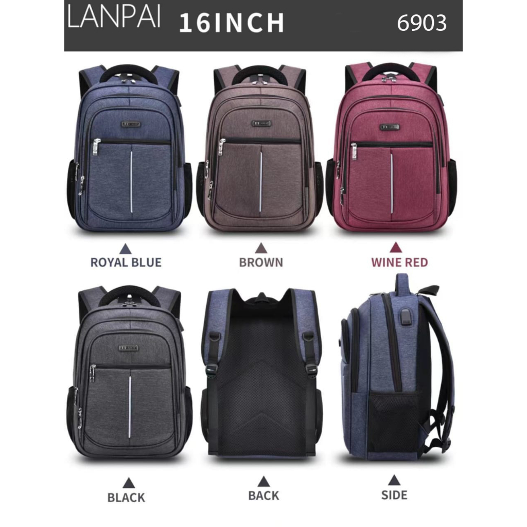 LANPAI- Tas Pria Ransel Laptop 16 inc Import Backpack Expanding USB Port Waterproof Good Quality Tas Sekolah SD Ransel Remaja SMP-SMA Backpack School Import Tas Sekolah POLO