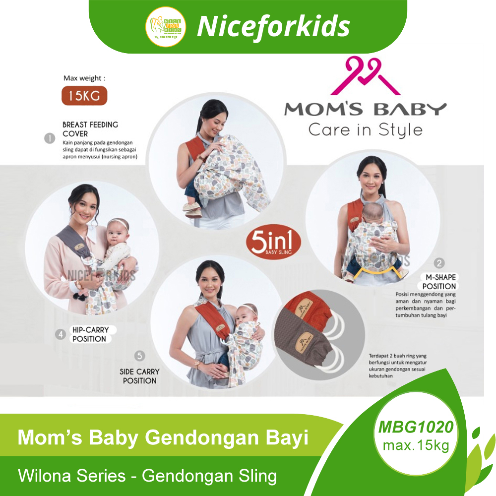 Mom's Baby Gendongan Samping 5 in 1 Aurora (MBG1023) / Wilona (MBG1020) / Gendongan Anak