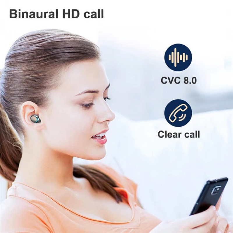 ELAVO Earphone 2in1 Powerbank 2200mAH Hp handphone Headset bluetooth HiFi earbuds Waterproof sport olahraga TWS Wireless