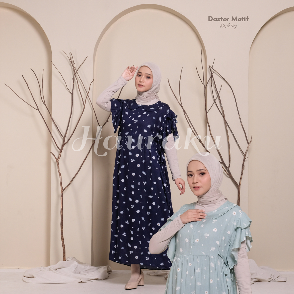 Daster Hauraku Motif Bunga Jumbo Premium Rayon Resleting