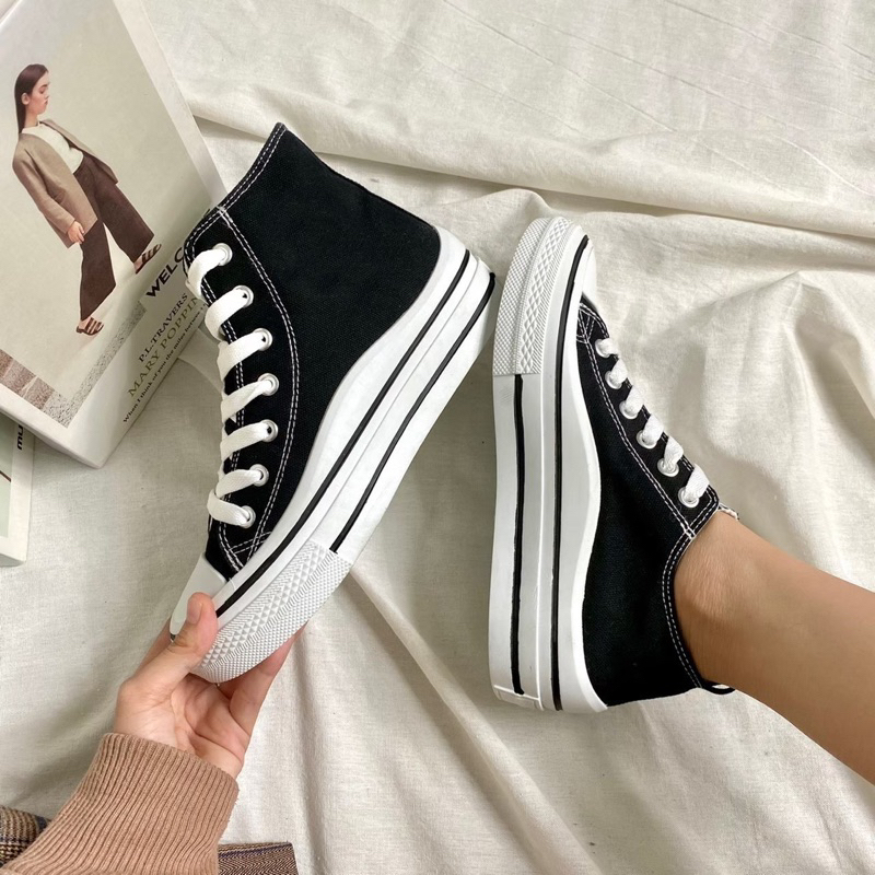 AVANCEID 1896 1900 Sepatu Sneakers Boots Wanita Sekolah Kerja Canvas Putih Hitam Import