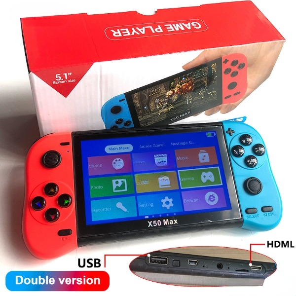 New Arrival X50 X50 MAX Handheld Game Player 5.1 inch H-D Screen Retro Video Game Console Built in 6800+ Games Support TV Output