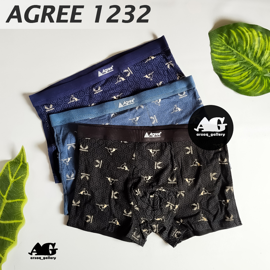 [ 3pc ] Boxer AGREE SPORT Art. 1232 | Celana Dalam Pria Boxer Motif