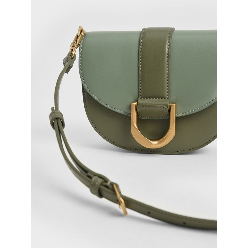 CHARLES & KEITH MINI GABINE TWO-TONE SADDLE BAG