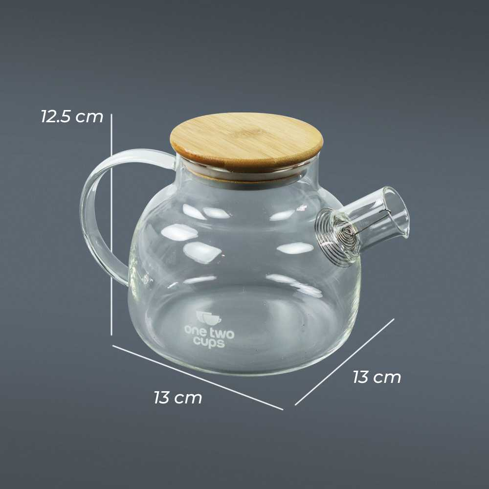 Teko Pitcher Teh Chinese Teapot Maker Glass 1L Teko Kaca Tahan Panas Desain Gagang Ergonomis Minimalis Berkualitas