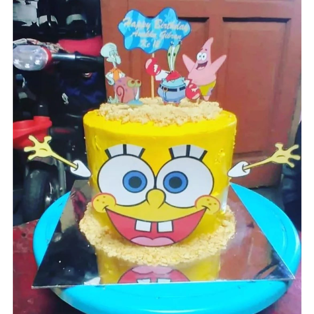 Topper Kue Ulang Tahun Spongebob (Custom Nama)