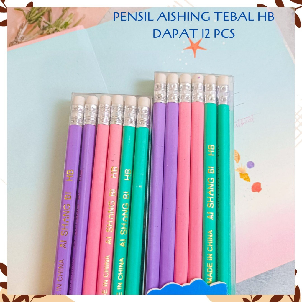 

SELUSIN PENSIL HB AISHING SIAP PAKAI ADA PENGHAPUS ISI 12 PCS WARNA PINK,TOSCA,BIRU PASTEL ALAT TULIS