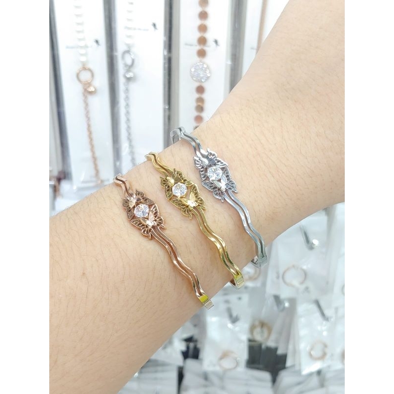 gelang bangle kupu-kupu titanium anti karat anti luntur