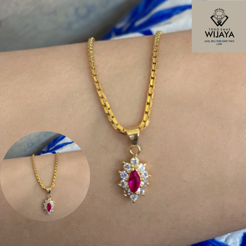 LIONTIN BATU MERAH emas 375 8k