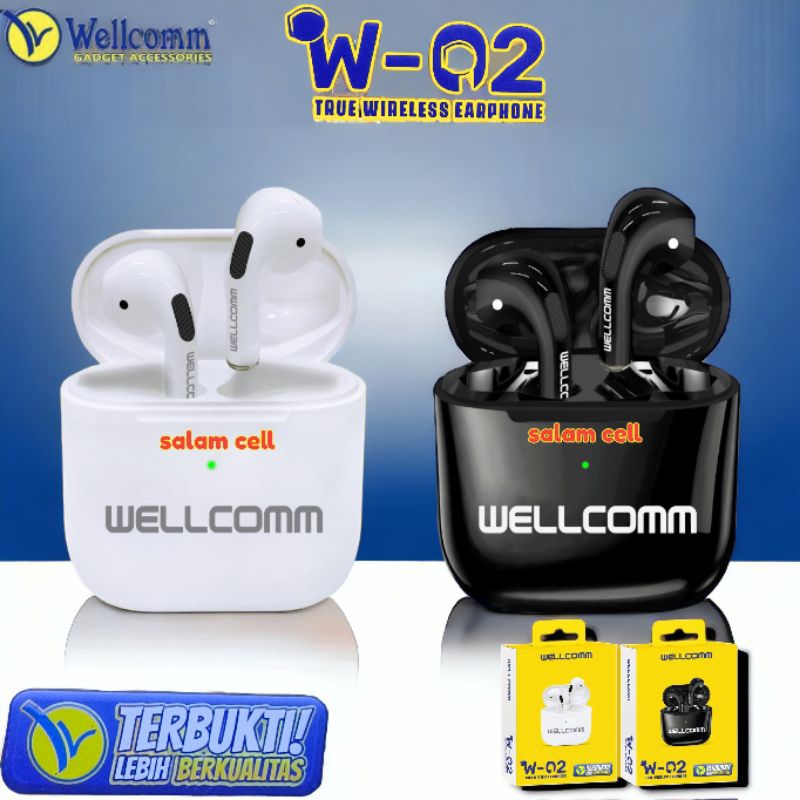 Headset Bluetooth TWS Wellcomm W01 Bluetoot V5.1 Playtime 28jam Original Garansi Resmi