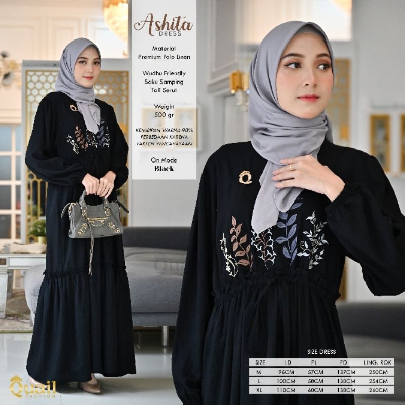 Dress Muslim Wanita Premium ASHITA Original Quail Hijab
