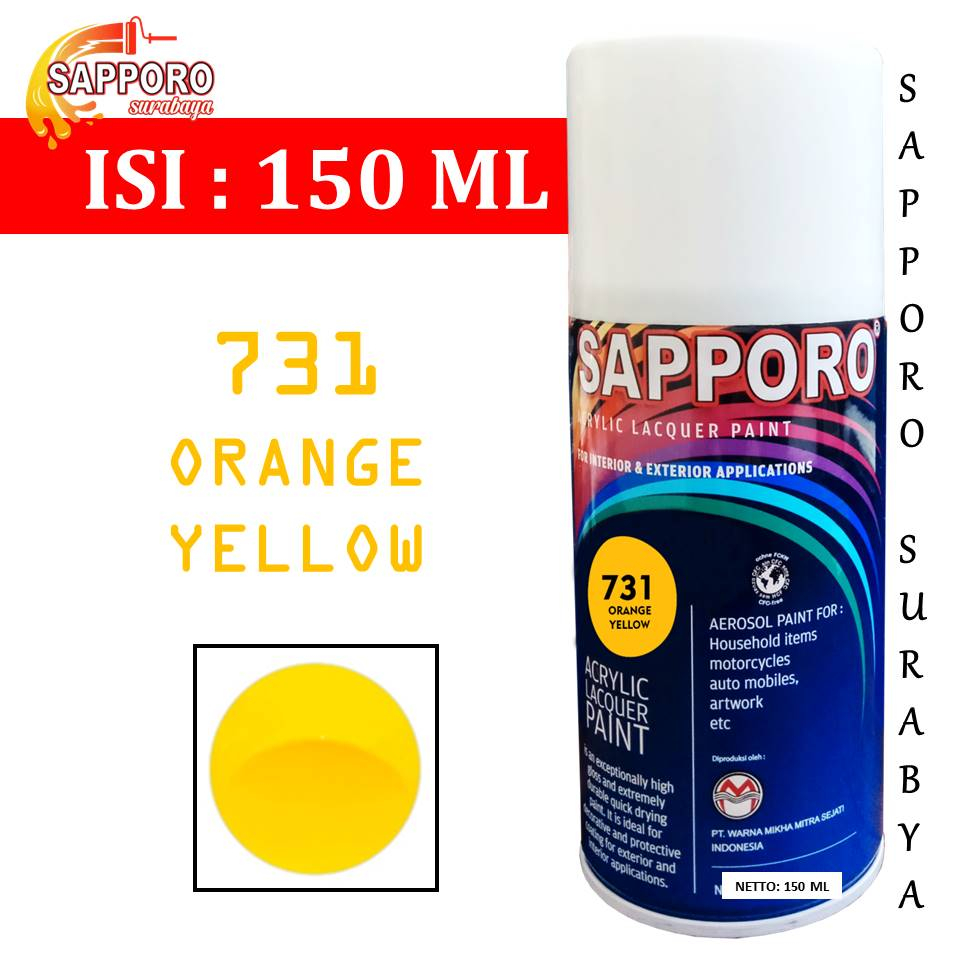 Sapporo Paint Orange Yellow 731/ Kuning/ cat semprot/ pylox/ pylok/ pilok
