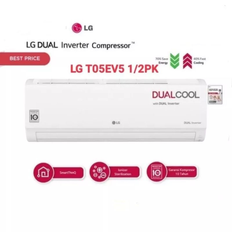 AC LG T05EV5 INVERTER ECO 05EV + PEMASANGAN DUALCOOL
