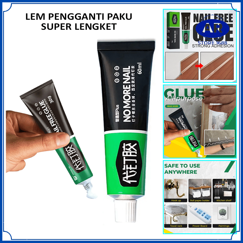 AR LEM PENGGANTI PAKU TEMBOK SUPER LENGKET 60ML SERBAGUNA / NOMORE NAIL