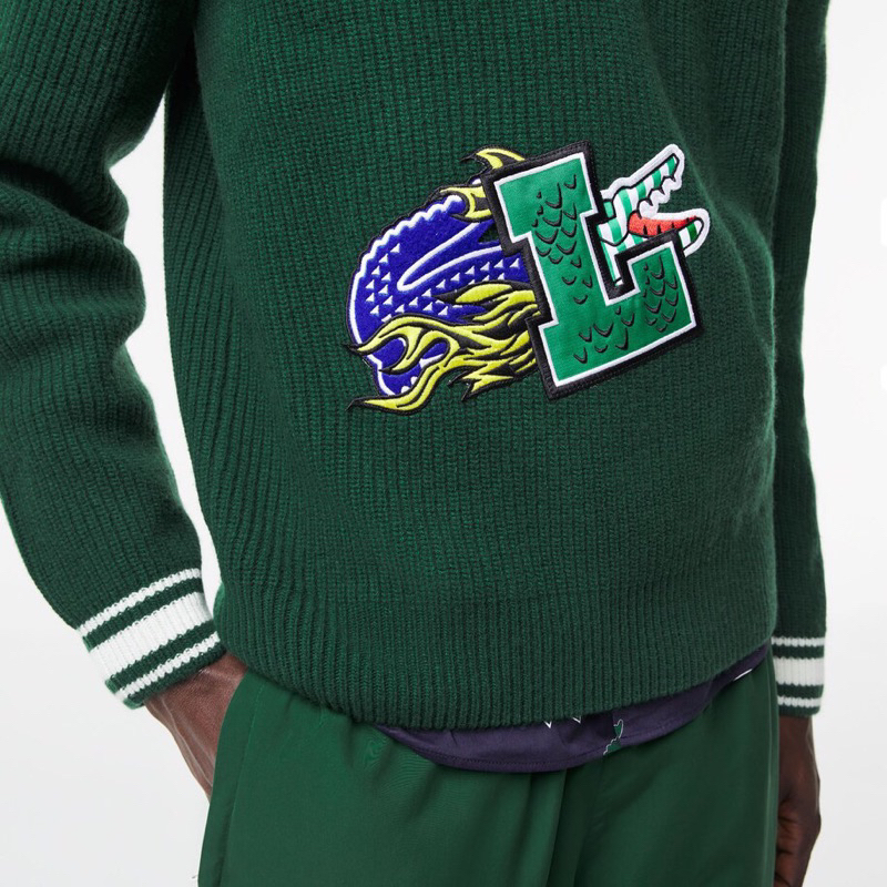 Sweater Knit Lacoste Embro V Neck