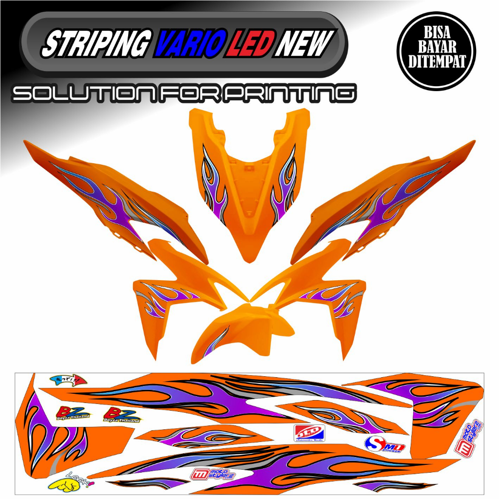 STRIPING STICKER VARIASI HONDA VARIO LED NEW MOTIF API