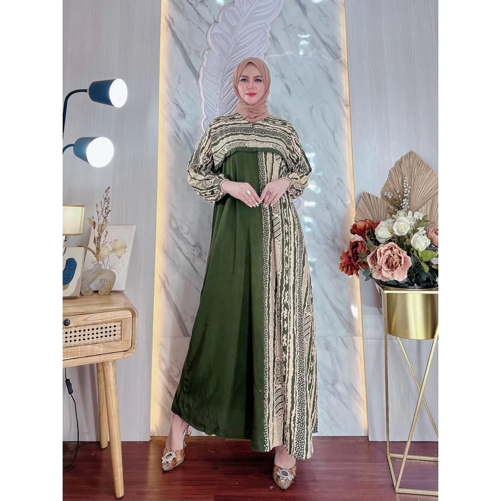 Gamis Rayon Ld 120 Terbaru Motif Viral Elegan Dan Trendy-Army Motif