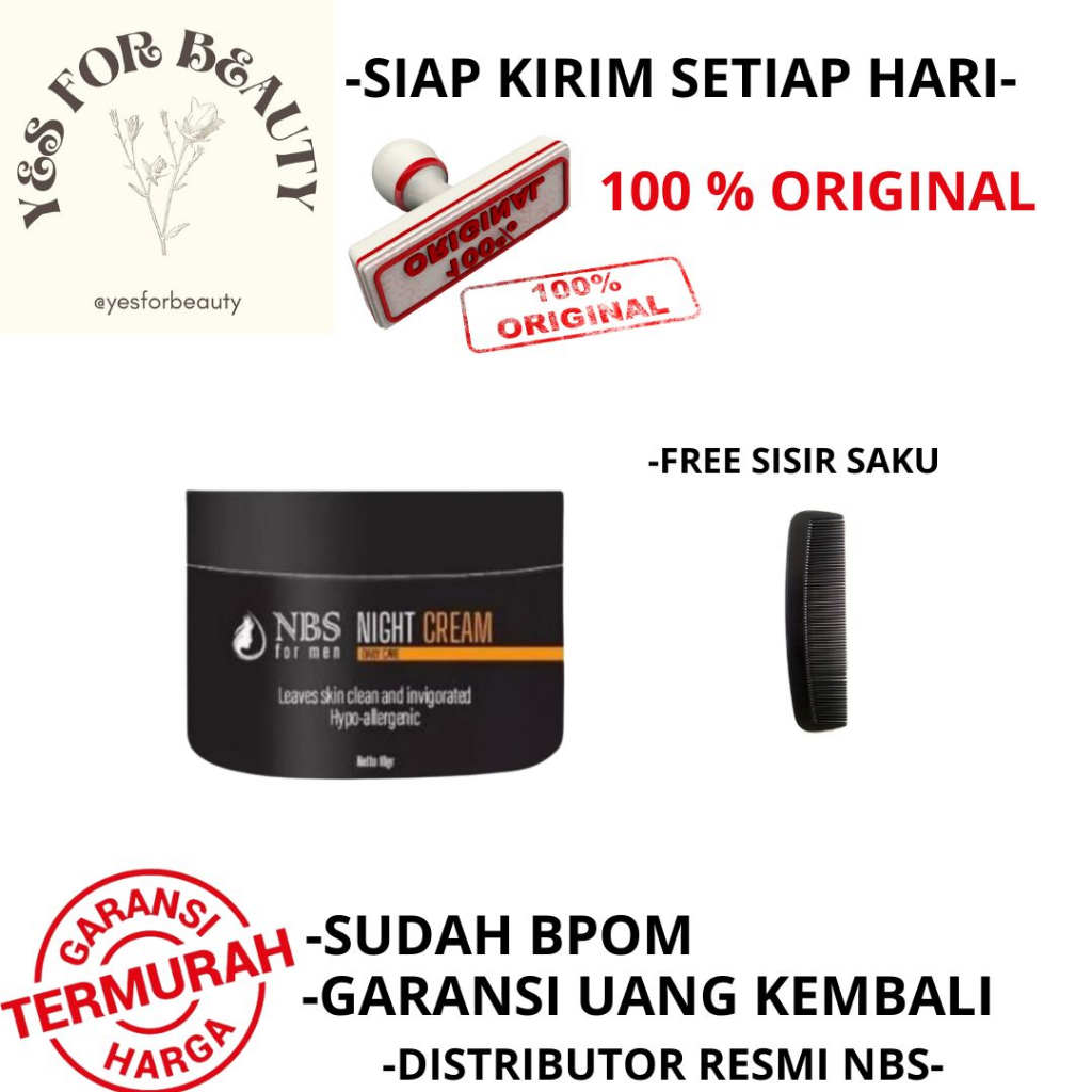 NBS FOR MEN NIGHT CREAM KRIM MALAM NBS FOR MEN NIACINAMIDE SUDAH BPOM FREE SISIR SAKU