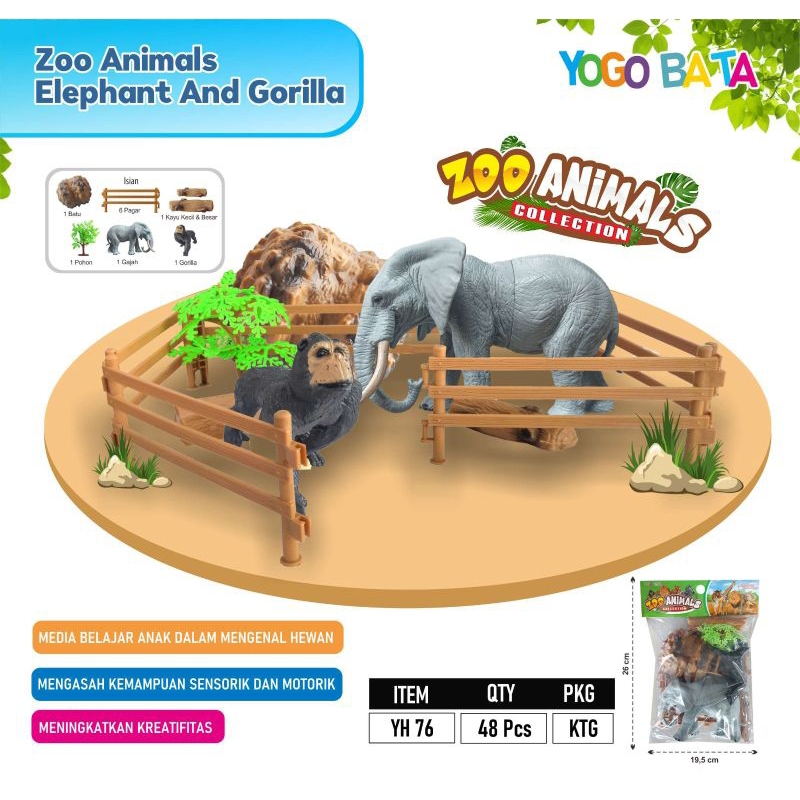 Mainan Zoo Animal Elephant And Gorilla Mainan Gajah Dan Gorila karet Mainan Hewan Karet Mainan Eduka