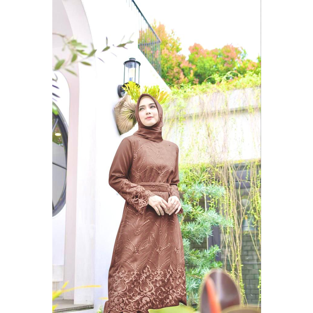 Gamis Zakia Termurah  Simple Elegant Size Jumbo M L XL XXL 3L Tile Brukat Maxi Kondangan Remaja Seragam