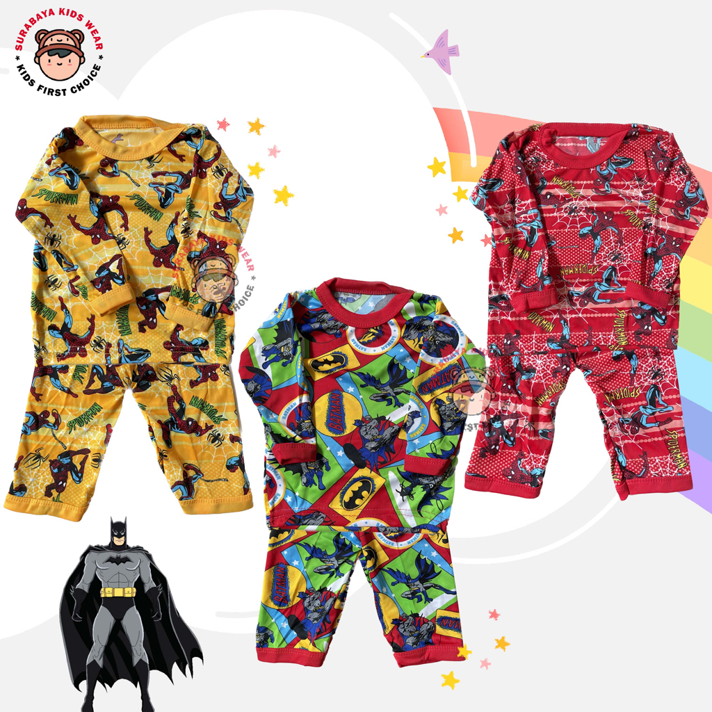 Piyama Lengan Panjang Anak Laki - Laki Print Super Hero