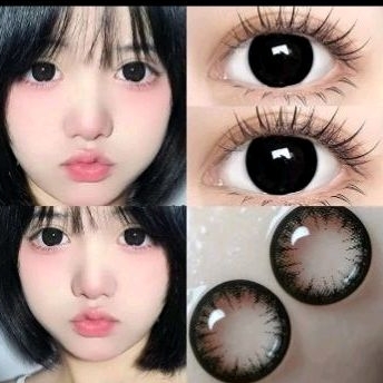 SOFTLENS HITAM SEPASANG SOFTLENS BLACK NORMAL BIG EYES 14MM