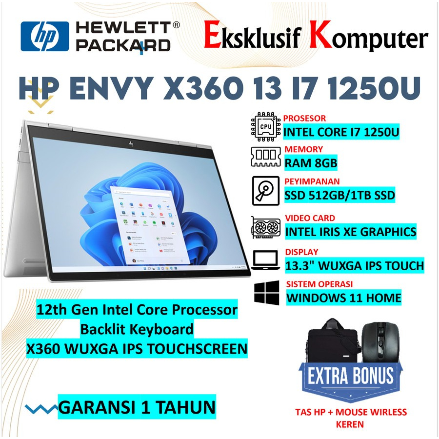LAPTOP ULTRABOOK HP ENVY X360 13 INTEL I7 1250U TOUCHSCREEN