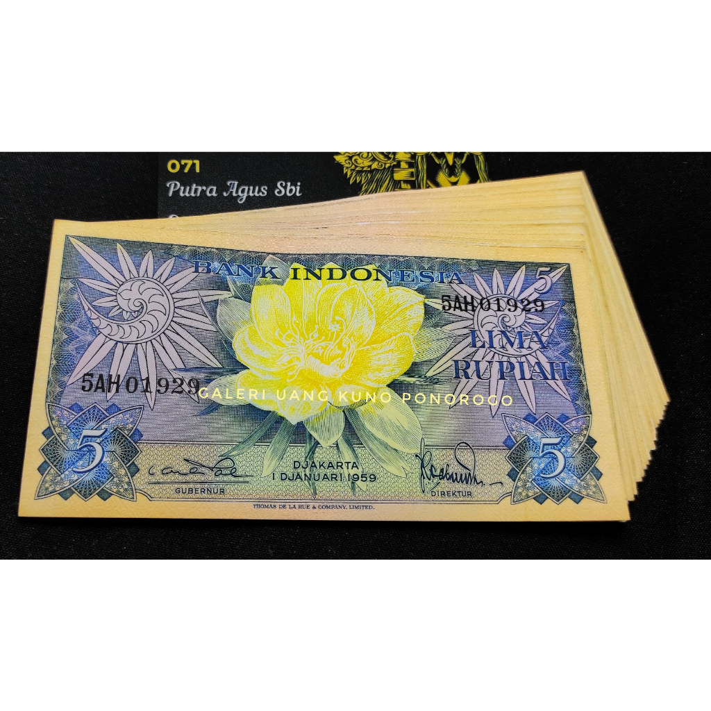 uang 5 rupiah bunga 1959 prefik 2 huruf jarang ada
