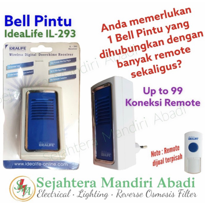 Bell Pintu IdeaLife Listrik 220V Receiver Tanpa Remote IL293 Bell Rumah