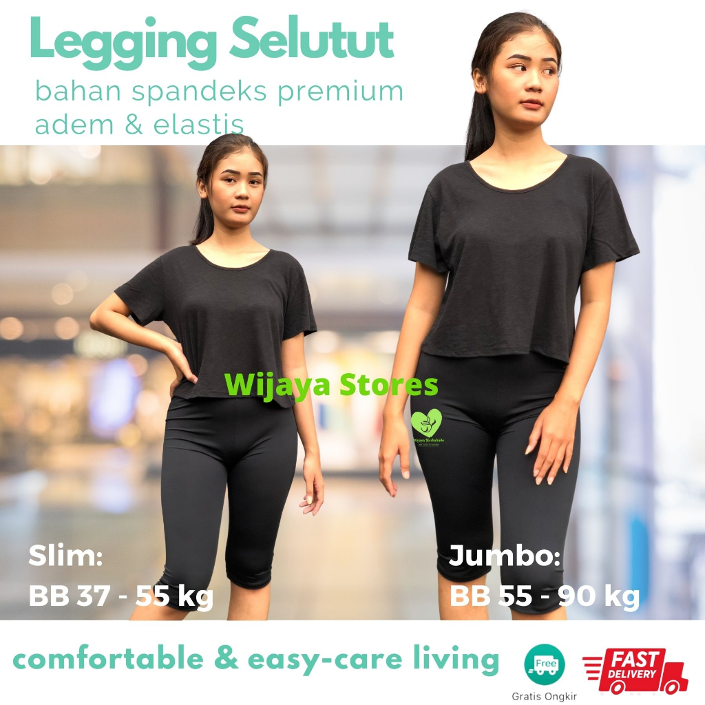 [Outfits] Celana Leging 3/4 - Celana Selutut Wanita - Slim &amp; Jumbo  - Celana Setrit Wanita - Leging Selutut Wanita Sot