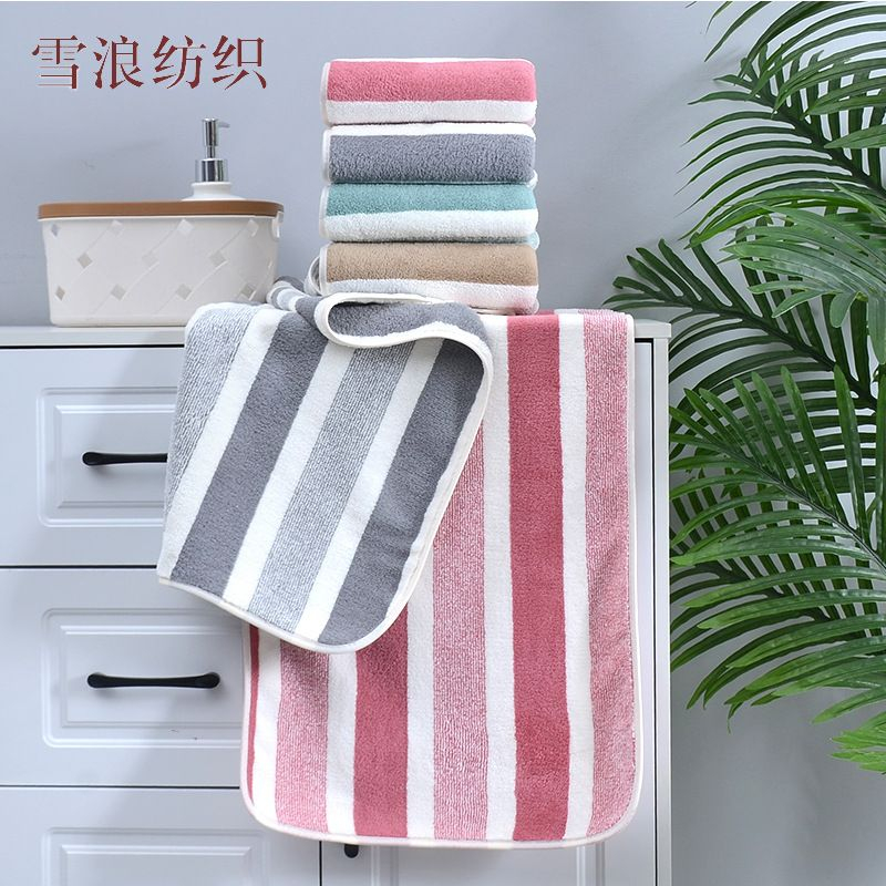 handuk muka micro fiber motif salur handuk olahraga halus import
