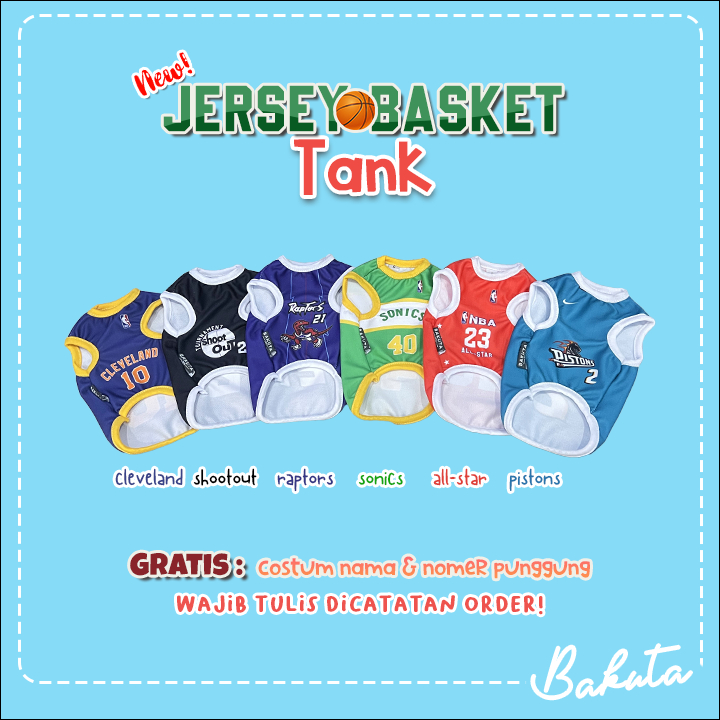 [𝗕𝗜𝗦𝗔 𝗖𝗢𝗦𝗧𝗨𝗠 𝗡𝗔𝗠𝗔] Baju Kucing Tank Edisi New Jersey Basket Tank Lucu Untuk Kucing dan anjing / Baju Kucing Termurah Size XS-XXL / Baju Kucing Tangerang!