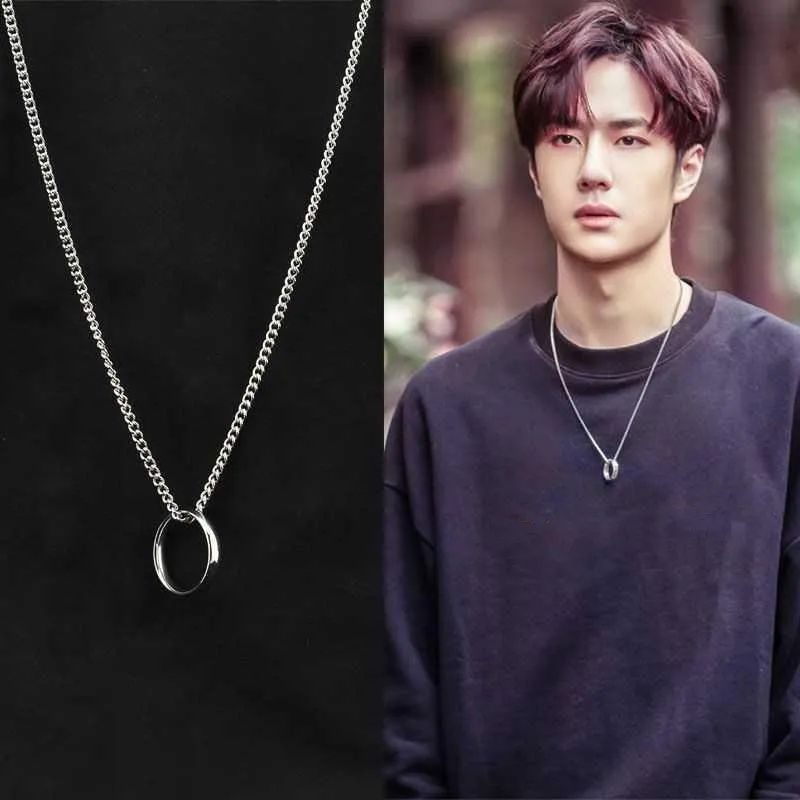 kalung titanium liontin cincin anti karat pria wanita warna silver_kalung liontin cincin titanium pr