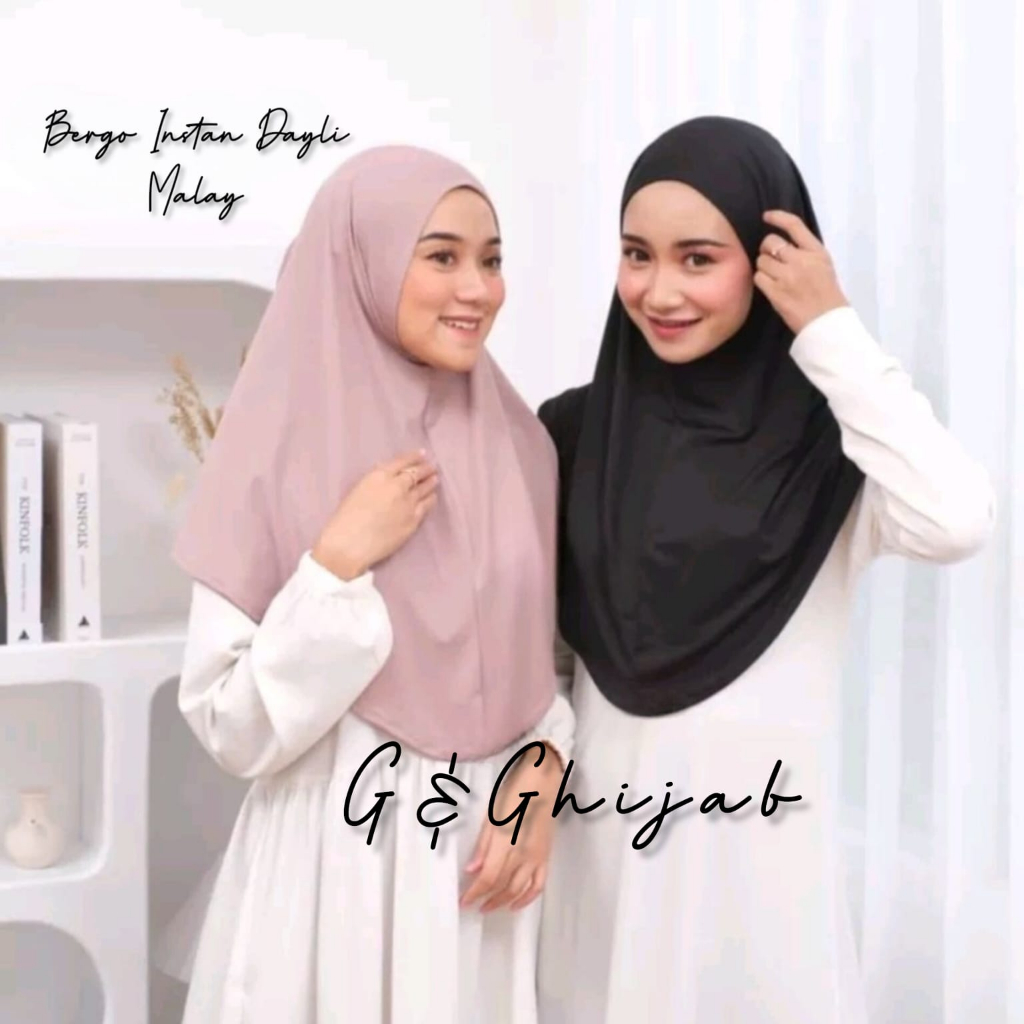 Hijab Malay Instan | Bergo Malay Instan Jersey Non Ped | Jilbab Malaysia Instan premium | Jilbab Malay Instan Jersey | Bergo Malay