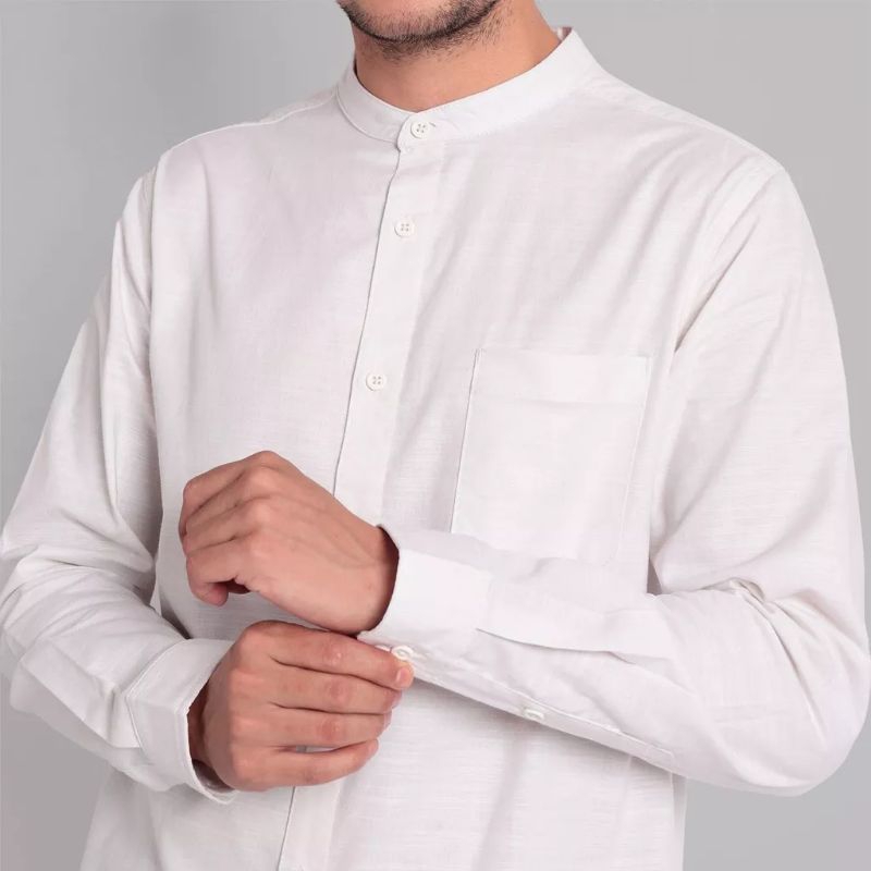 Kemeja Pria Shanghai Polos Lengan Panjang Katun Premium