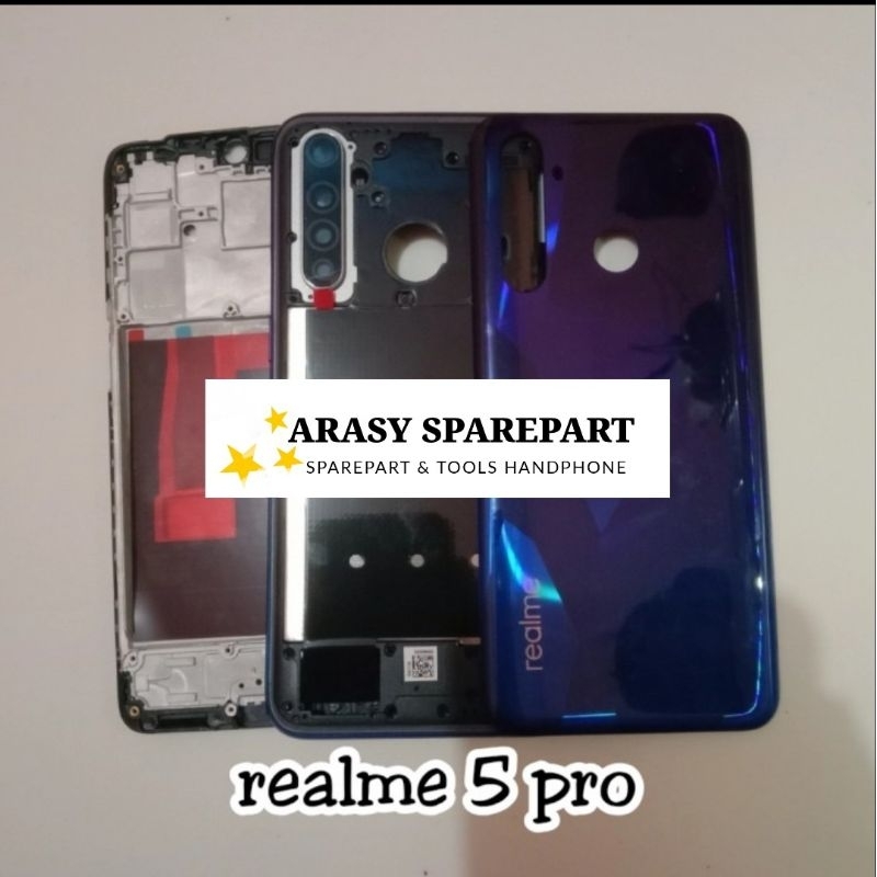 Kesing Backdoor Casing Housing Fullset Realme 5 Pro Tulang Frame + Casing