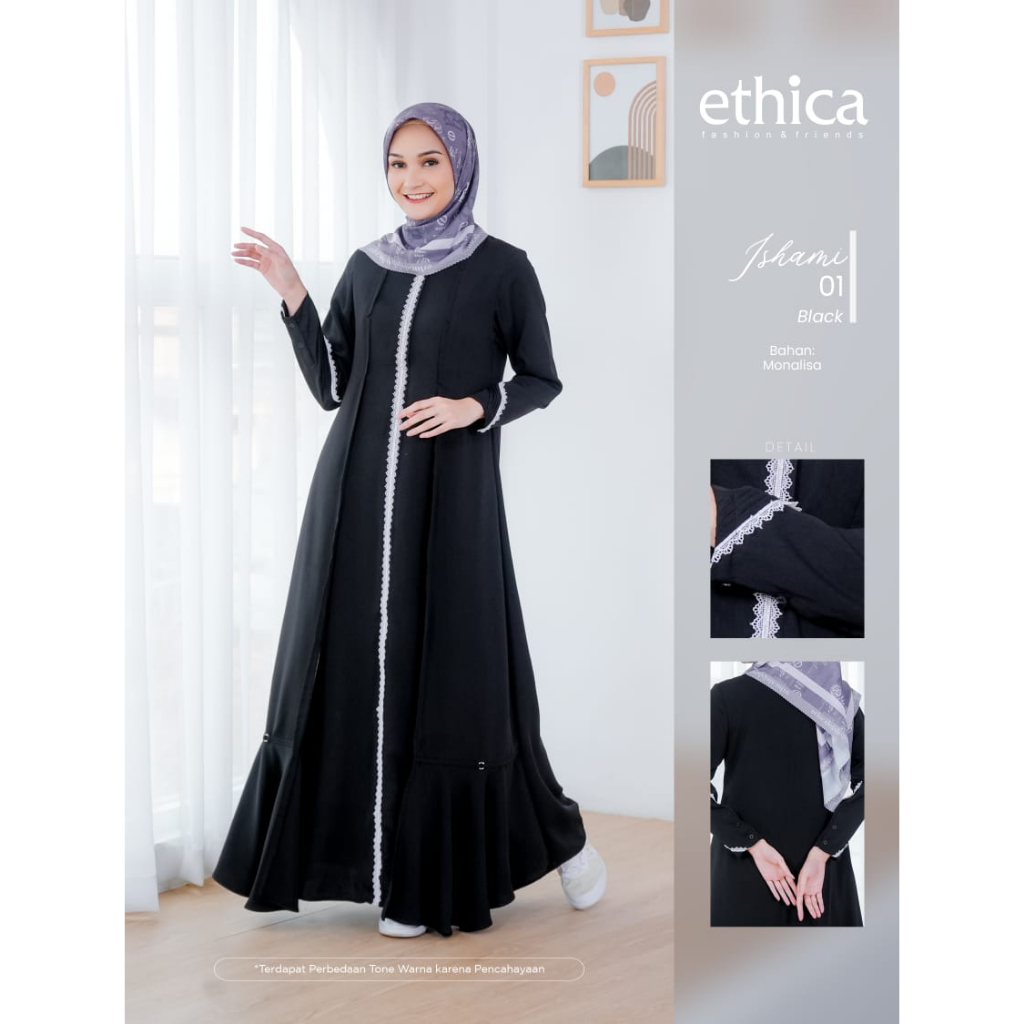 BAJU GAMIS ETHICA ISHAMI 01 BLACK