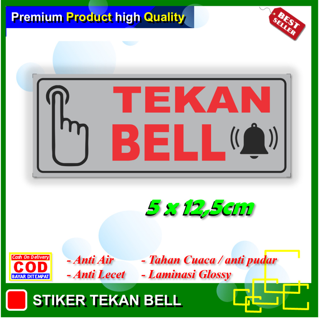 Stiker tekan bell sticker lonceng bunyi pintu toko rumah
