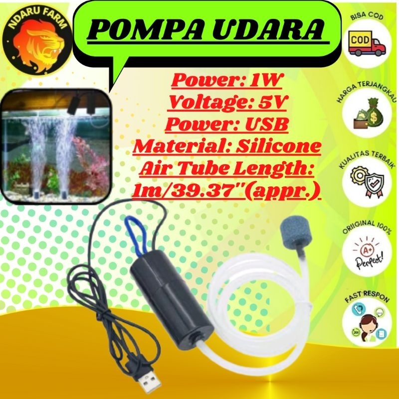 Aerator USB/Pompa Udara Aquarium/Aerator Aquarium Mini/Pompa Gelembung Aquarium NDARUFRAM