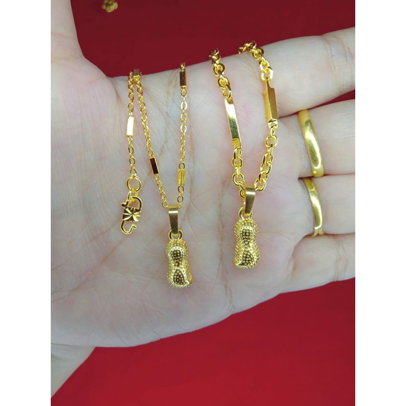 kalung Medan balok kacang ank 35cm dan dewasa 50cm lapis emas 24k