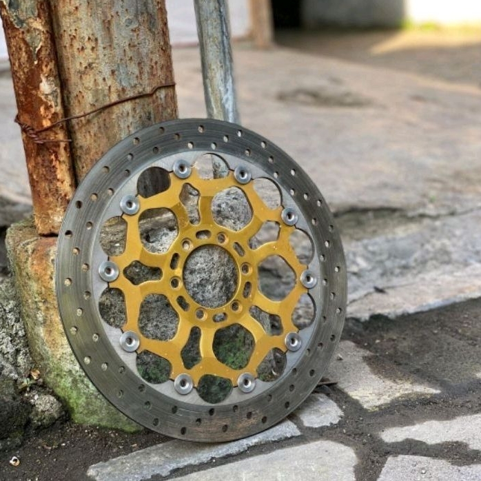 Disc Brake Piringan Cakram Brembo Snowflake Gold Floating 320 Second Original Ex Ducati Monster