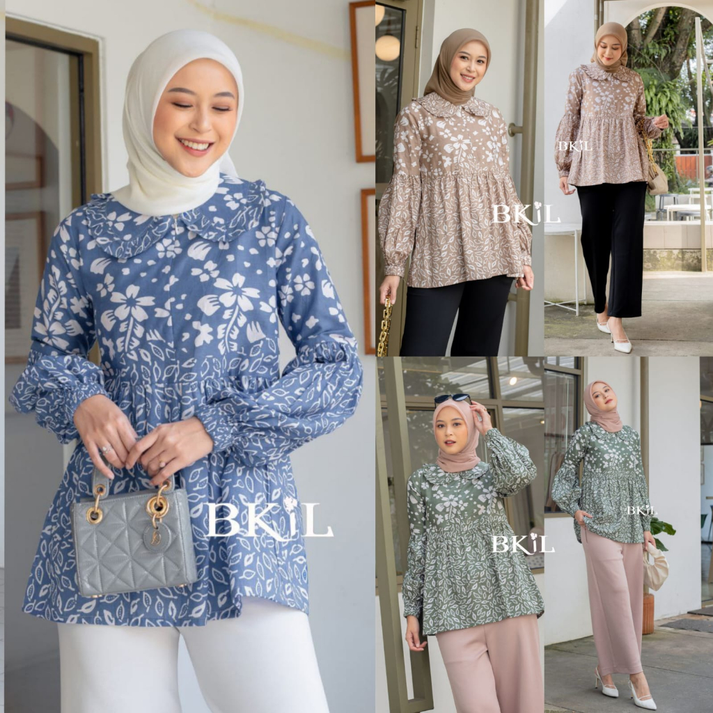 Blouse Batik Kombinasi Atasan Baju Wanita Kantoran